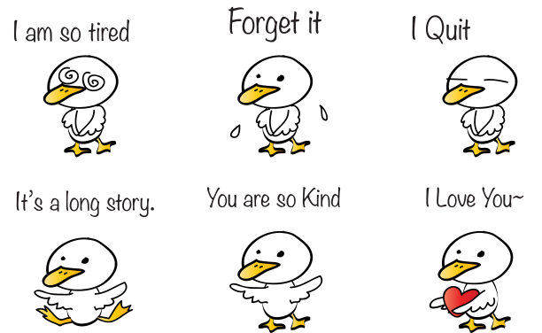 向量卡通白色鸭子表情集图片下载