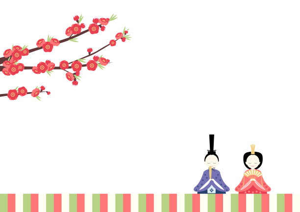 这是一幅描绘桃花和少女节(桃花节)的插图。图片下载