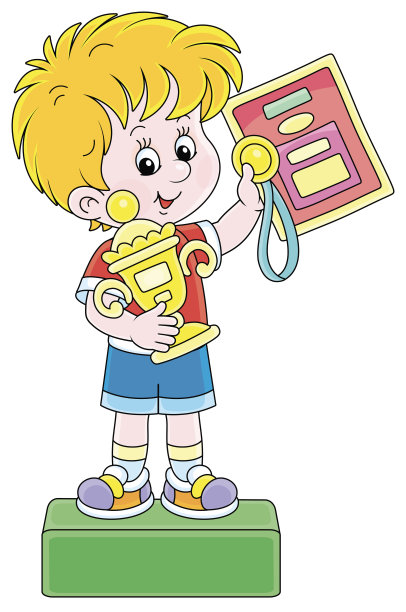 站在领奖台上拿着奖杯的小冠军图片下载