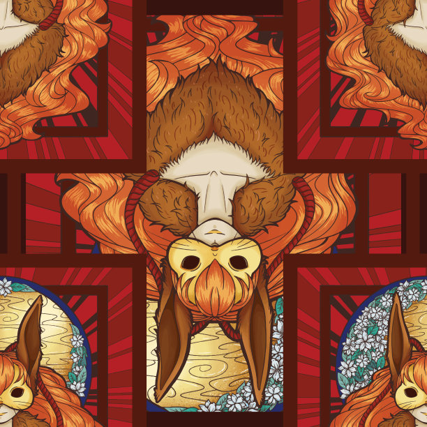 月亮兔子无缝表面图案设计图片下载