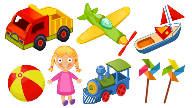 儿童玩具图标孤立在白色背景插图图片下载