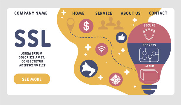 矢量网站设计模板。SSL—安全套接字层的缩写。图片下载
