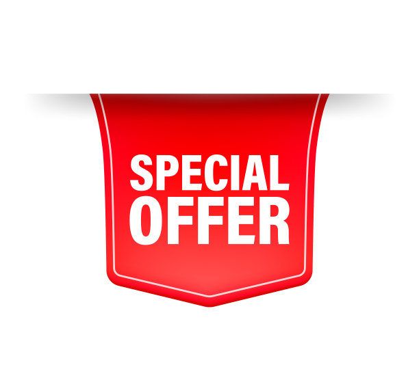 特别优惠红丝带或价格标签。现实的徽章。矢量插图。图片下载