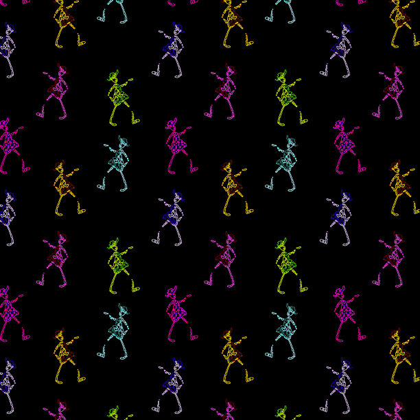 黑色背景上的霓虹舞者图片下载