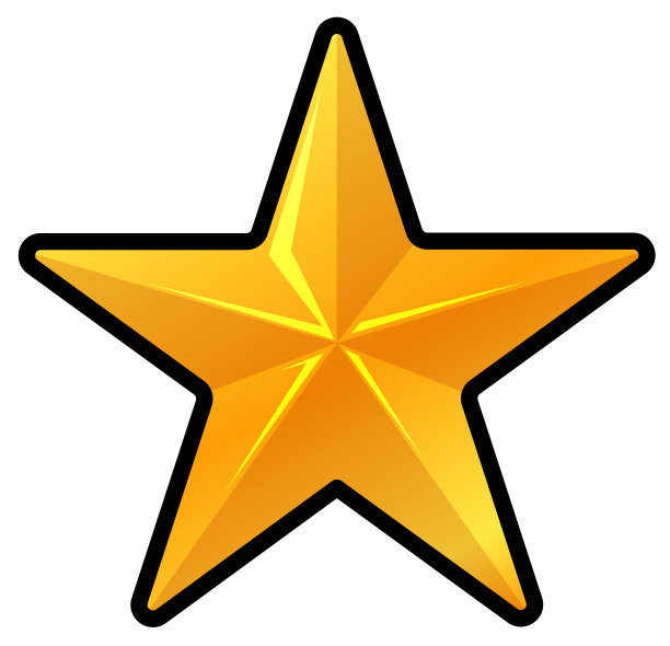 金星标志孤立在白色背景。闪亮的金色星星形状的物体的卡通插图。简单形式的标志为公司或获奖者的奖项。图片下载