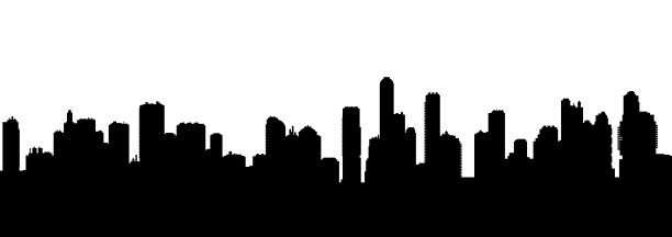 无缝赛博朋克城市景观剪影图片下载