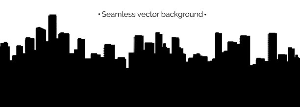 无缝赛博朋克城市景观剪影图片下载