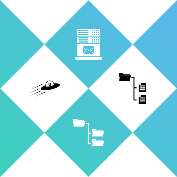 设置飞碟飞行飞船和外星人，文件夹树，邮件服务器和图标。向量图片下载