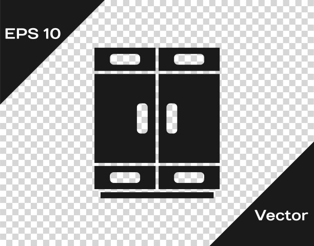 黑色衣橱图标孤立在透明的背景。向量图片下载