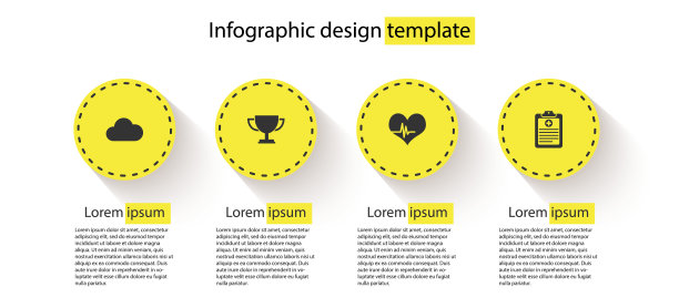 立云、奖杯、心率及临床记录。业务信息模板。向量图片下载
