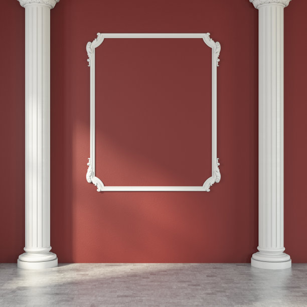 空墙与柱和石膏模塑框架图片下载