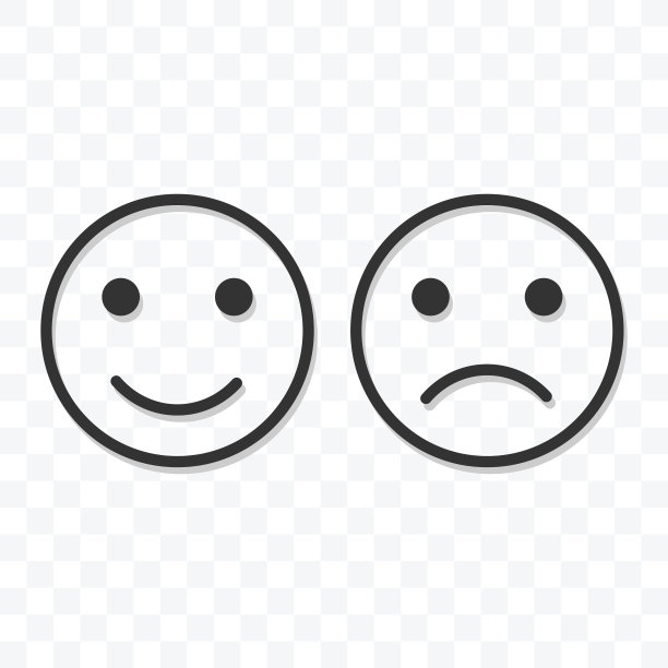 笑脸快乐和悲伤的图标矢量插图上透明的背景。图片下载