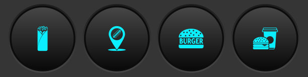 设置玉米煎饼，位置与热狗，汉堡和咖啡和汉堡图标。向量图片下载