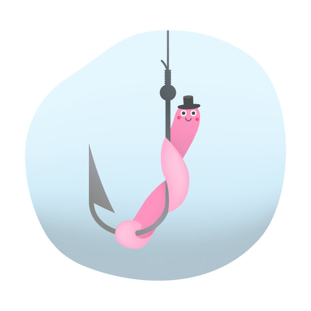 鱼钩上的蚯蚓。矢量插图。图片下载