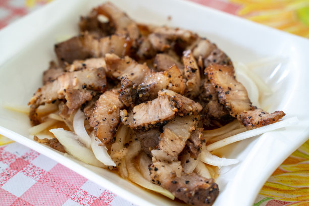 美味的台湾洋葱腌猪肉。图片下载