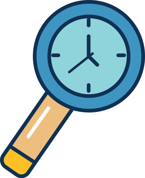 放大镜时钟图标线条填充样式图片下载