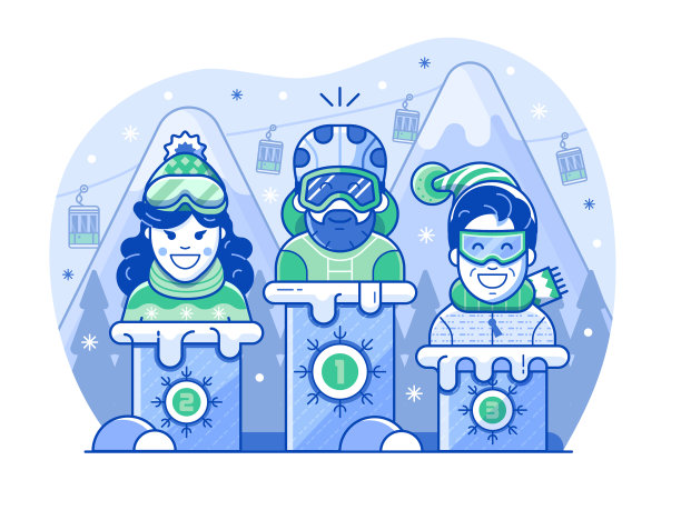 线艺术滑雪比赛颁奖典礼图片下载