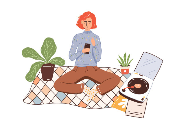 穿着舒适舒适家装的现代女孩图片下载