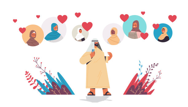 阿拉伯男子在网上与混血妇女聊天图片下载