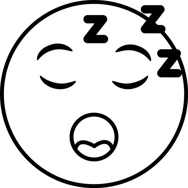 睡着的表情符号脸经典的线条风格图标图片下载