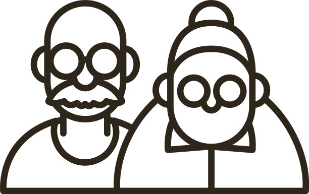 爷爷奶奶的卡通线条风格图片下载