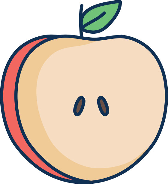 苹果水果图标线条填充风格图片下载