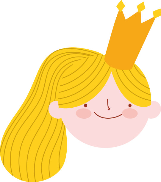 可爱的小女孩与金色皇冠卡通孤立图片下载