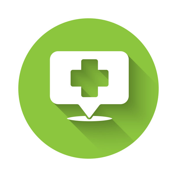 带有十字医院图标的白色医疗地图指针图片下载