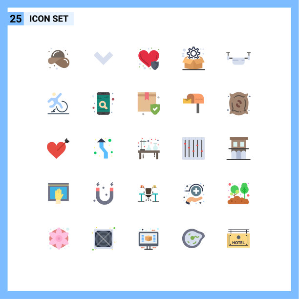 象形图设置25个简单的平面颜色空气图片下载