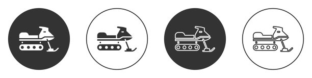 黑色雪地摩托图标孤立在白色背景图片下载