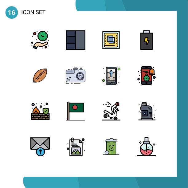 设置16商业平面彩色填充线条包图片下载