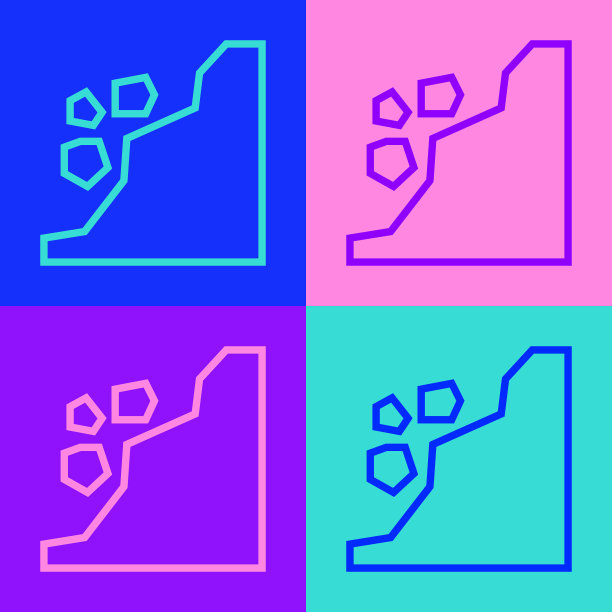 波普艺术线滑坡图标孤立的颜色图片下载