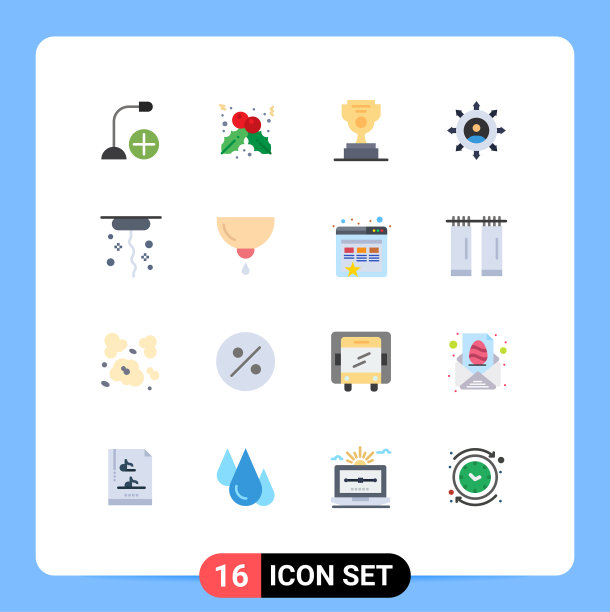 可编辑线包16个简单的平面颜色图片下载