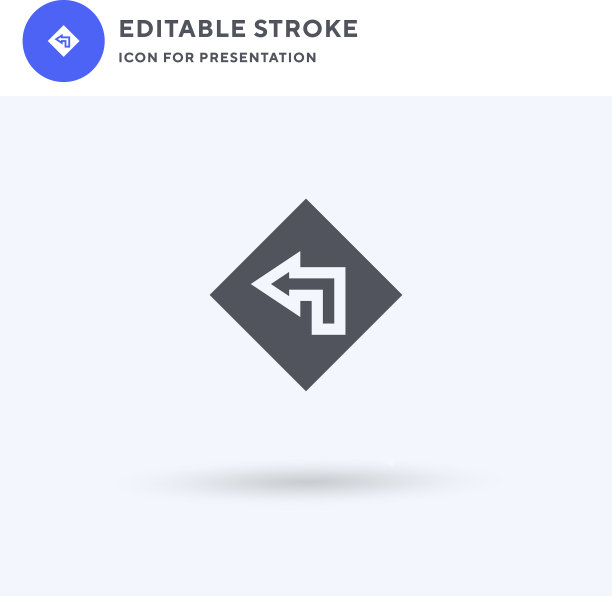 左转图标填充平坦固体标志图片下载