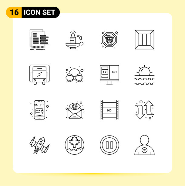 移动界面大纲集16个象形图图片下载