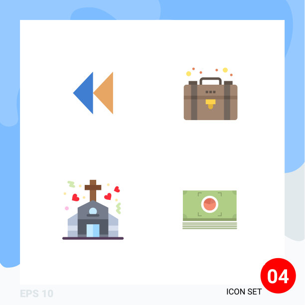 4个主题平面图标和可编辑的符号图片下载