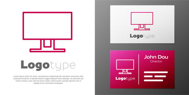 标识型线智能电视图标孤立在白色图片下载