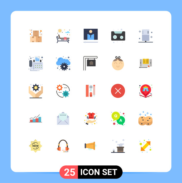 将25个单色标志和符号组合在一起图片下载