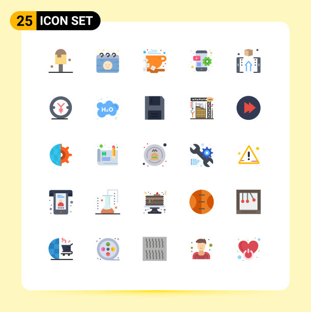 为金融移动设置25个平面颜色网格图片下载