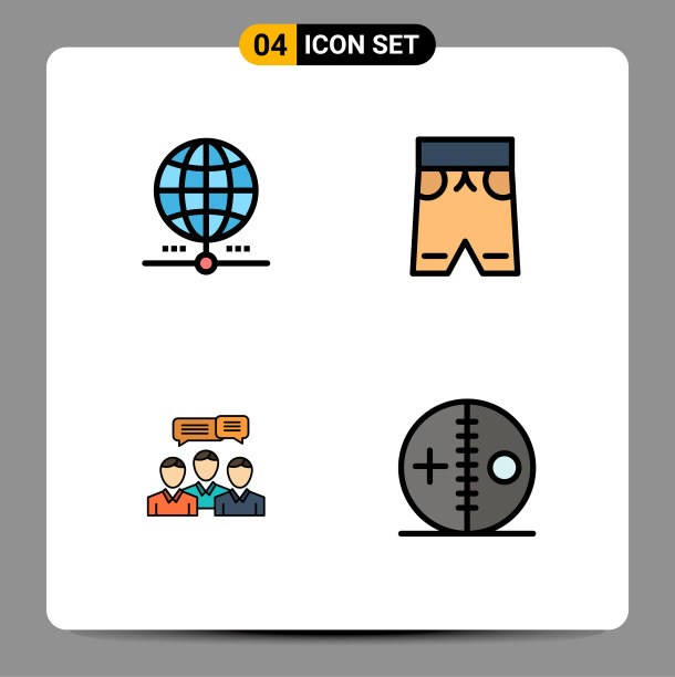 包4个创意填充线平色图片下载