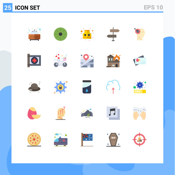 25个主题平色和可编辑的符号图片下载