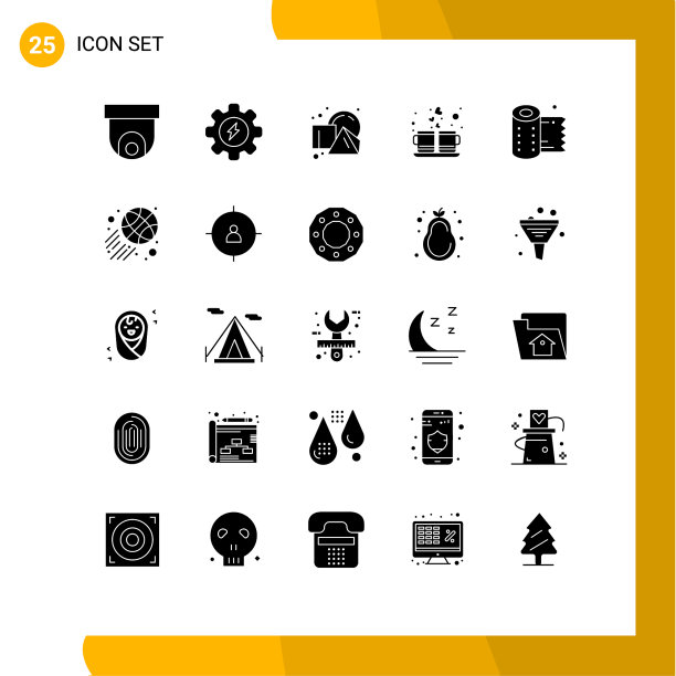 设置25个坚实的象形文字网格上的纸热图片下载