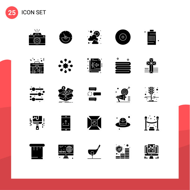 象形图设置了25个简单的实字形单元格图片下载