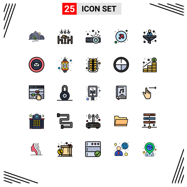 25主题填充线平面颜色和可编辑图片下载