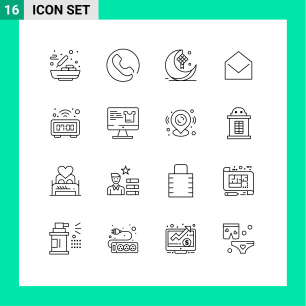 可编辑的行包16个简单的轮廓图片下载