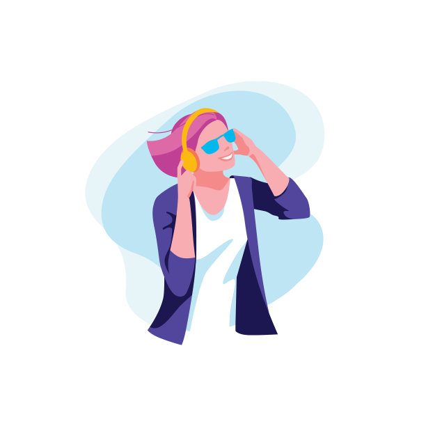 女孩在用智能手机听音乐图片下载