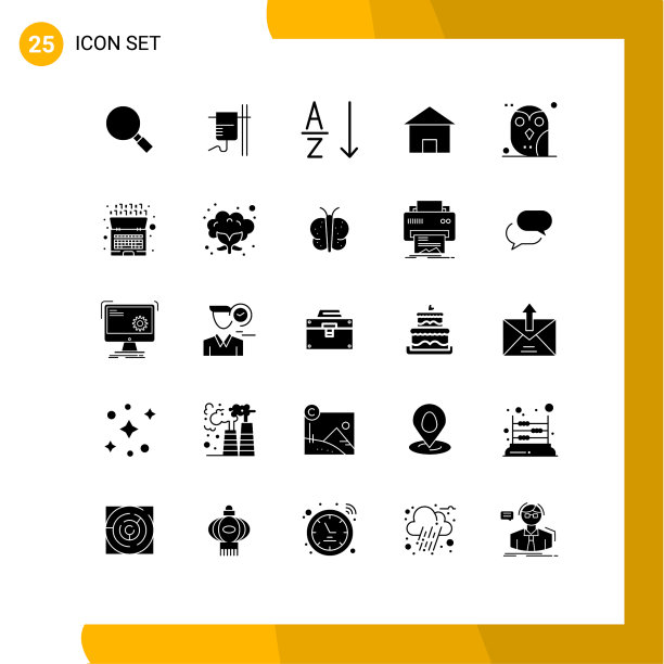 设置25个现代UI图标标志的鸟图片下载