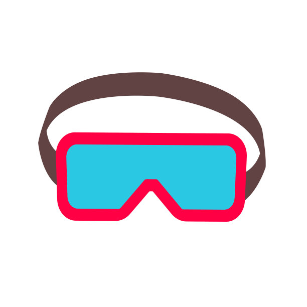 滑雪运动护目镜红色头巾与棕色松紧带图片下载