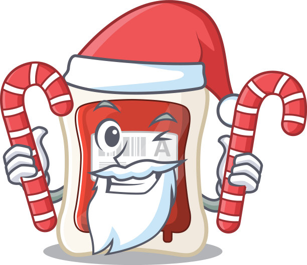 穿着圣诞老人服装的血袋卡通人物图片下载