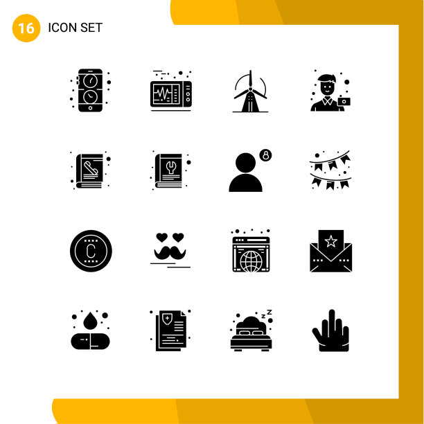 用户界面包16个基本固字形图片下载